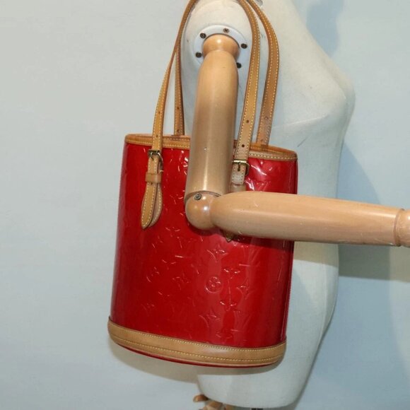 LOUIS VUITTON Monogram Vernis Bucket PM Shoulder Bag SPO Red LV Auth - Picture 13 of 16